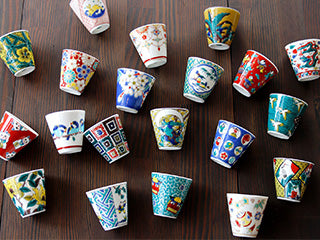 Kutani porcelain cups on a table