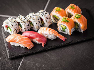 Japanese sushis on a plate