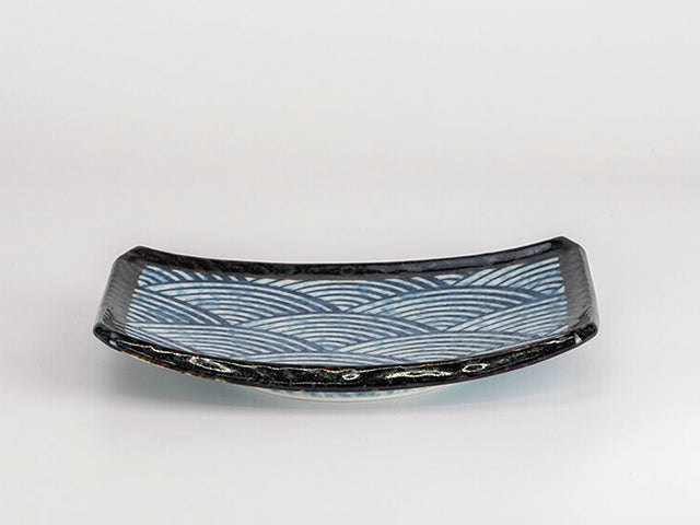 Nami rectangular plates x4 plate MINO CERAMIC NAMI PLATES SASHIMI PLATES SEIGAIHA SUSHI PLATES YAKITORI PLATES