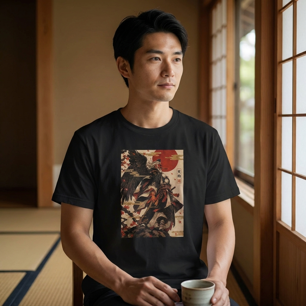 Tengu T-Shirt, Winged Mountain Spirit Ukiyo-e Yokai Tee