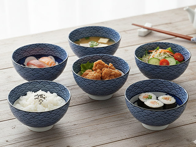 Maneki Neko Bowls set BOWL BOWLS MANEKI NEKO MINO CERAMIC RICE BOWLS SEIGAIHA SOUP BOWLS