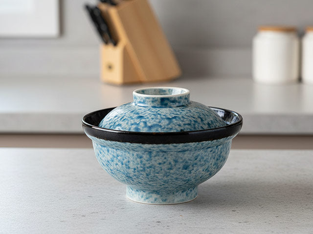 Nami bowls with lids ×2 BOWL BOWLS BOWLS WITH LIDS DONBURI BOWLS NAMI RICE BOWLS SEIGAIHA SOUP BOWLS