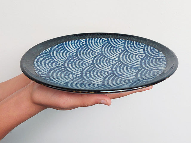 Nami plates x4 plate MINO CERAMIC NAMI PLATES SEIGAIHA