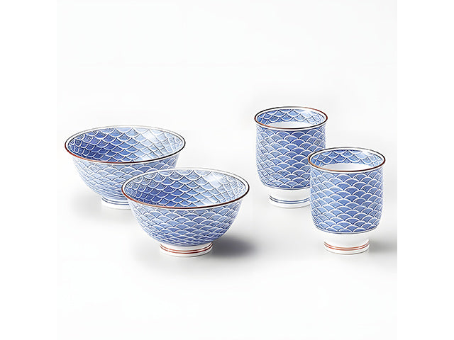 Seigaiha cups chawanmushi COFFEE CUPS HASAMI PORCELAIN SEIGAIHA TEA CUPS