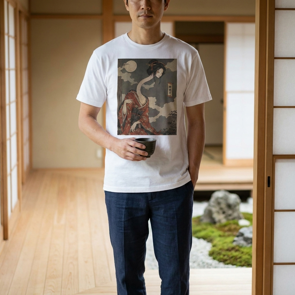 Rokurokubi T-Shirt, Long-Necked Woman Ukiyo-e Yokai Tee