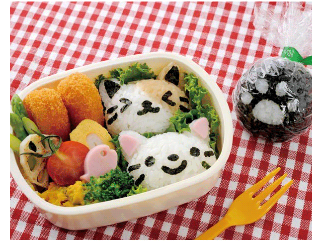 Neko onigiri set bento supplies BENTO ACCESSORIES FOOD CUTTERS KIT ONIGIRIS RICE MOLDS