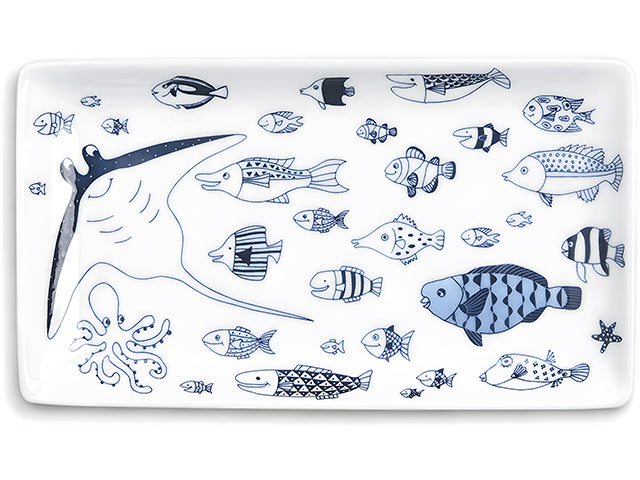 Manta sushi plates x2 plate COCO MARINE FISH PLATES HASAMI PORCELAIN PLATES SUSHI PLATES