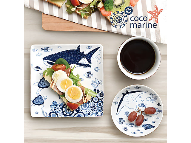 Jinbeizame plates x2 plate COCO MARINE CURRY PLATES FISH PLATES HASAMI PORCELAIN PLATES