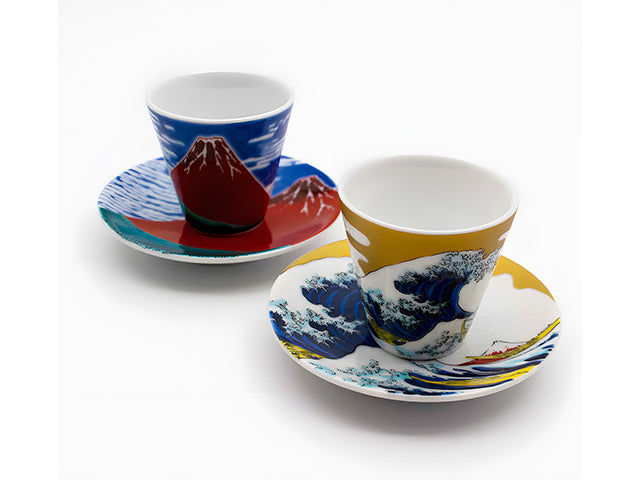 Hokusai cup Tea cup KUTANI PORCELAIN SAKE CUPS