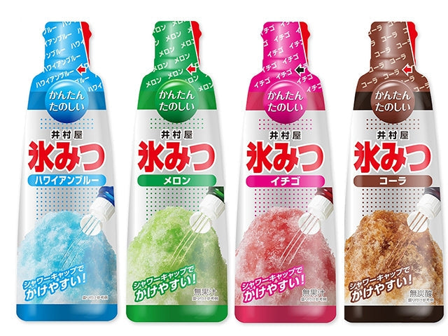 Japanese kakigori shaved ice served with fruit syrup