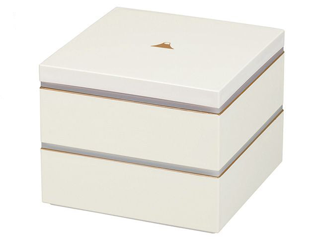 Two-tier Japanese jubako lunch serving box decorated with Mount Fuji