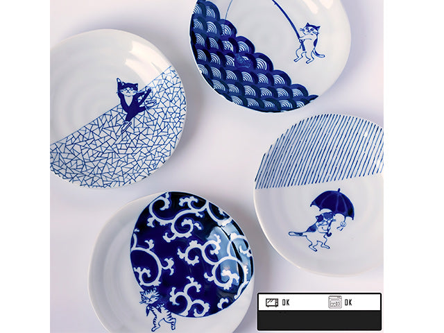 Asabashi cat plates gift set plate GIFT SETS HASAMI PORCELAIN PLATES SALAD PLATES SMALL PLATES