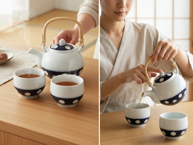 Mizutama Tea Set - Arita Porcelain Teapot & 2 Cups