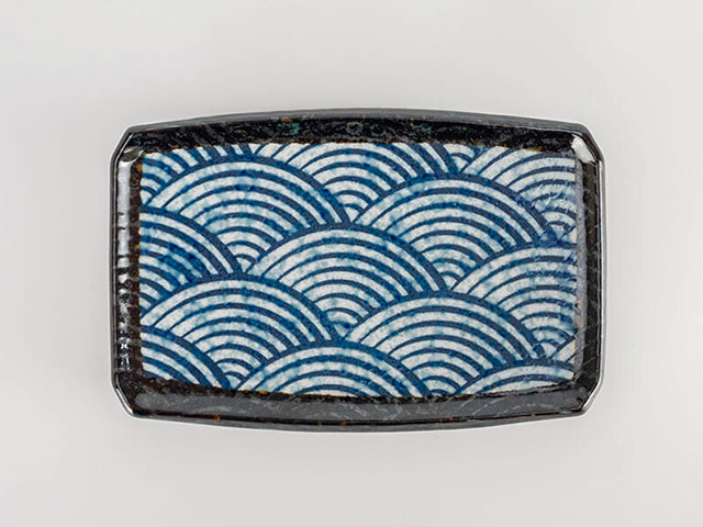 Nami rectangular plates x4 plate MINO CERAMIC NAMI PLATES SASHIMI PLATES SEIGAIHA SUSHI PLATES YAKITORI PLATES