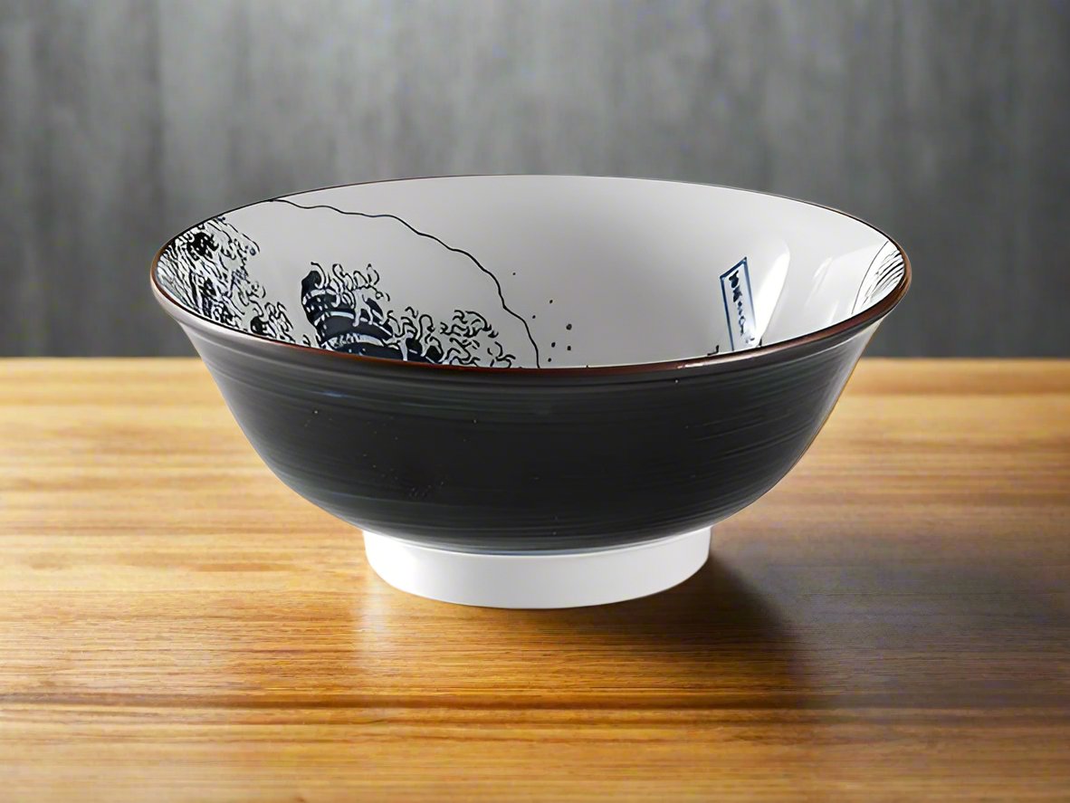 Hokusai Wave Ramen Bowls Set - Japanese Art Design