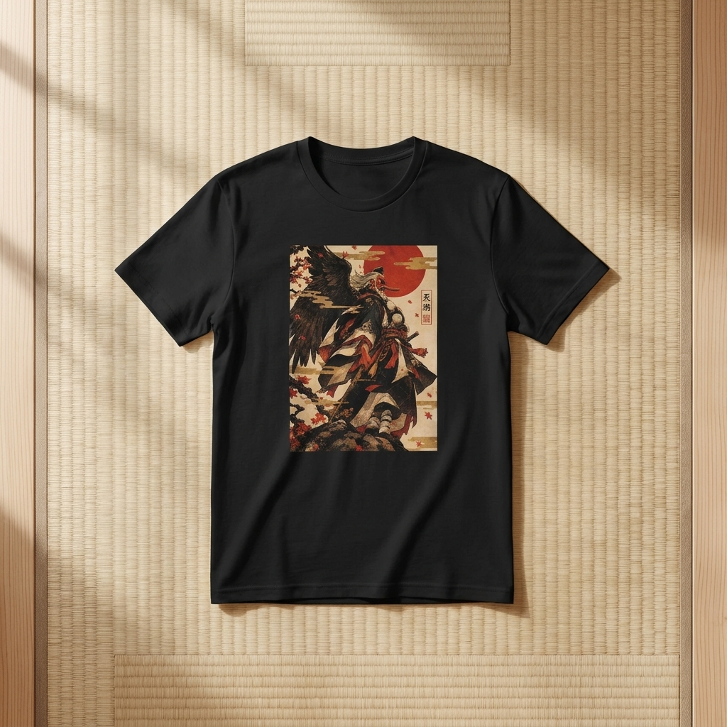 Tengu T-Shirt, Winged Mountain Spirit Ukiyo-e Yokai Tee