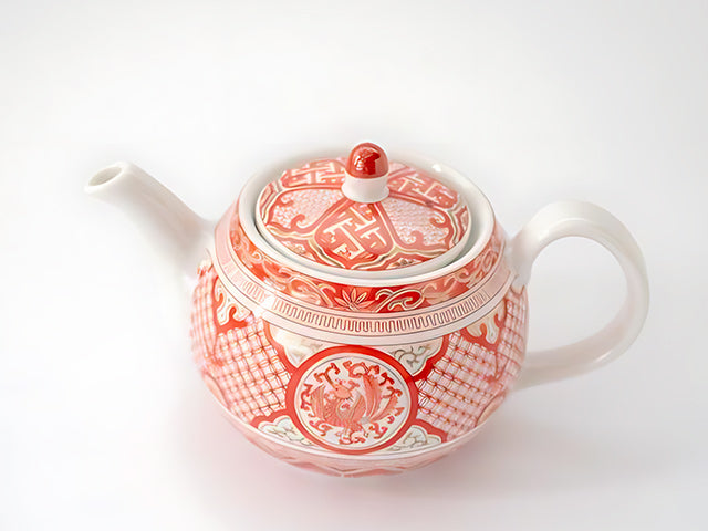Akae Kinsai kyusu Teapot and teaset KUTANI PORCELAIN TEAPOTS