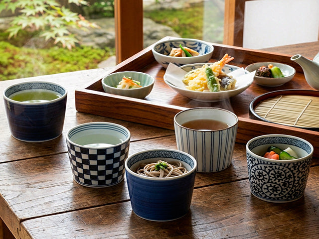 Hasami Soba Choko Gift Set - Traditional Pattern