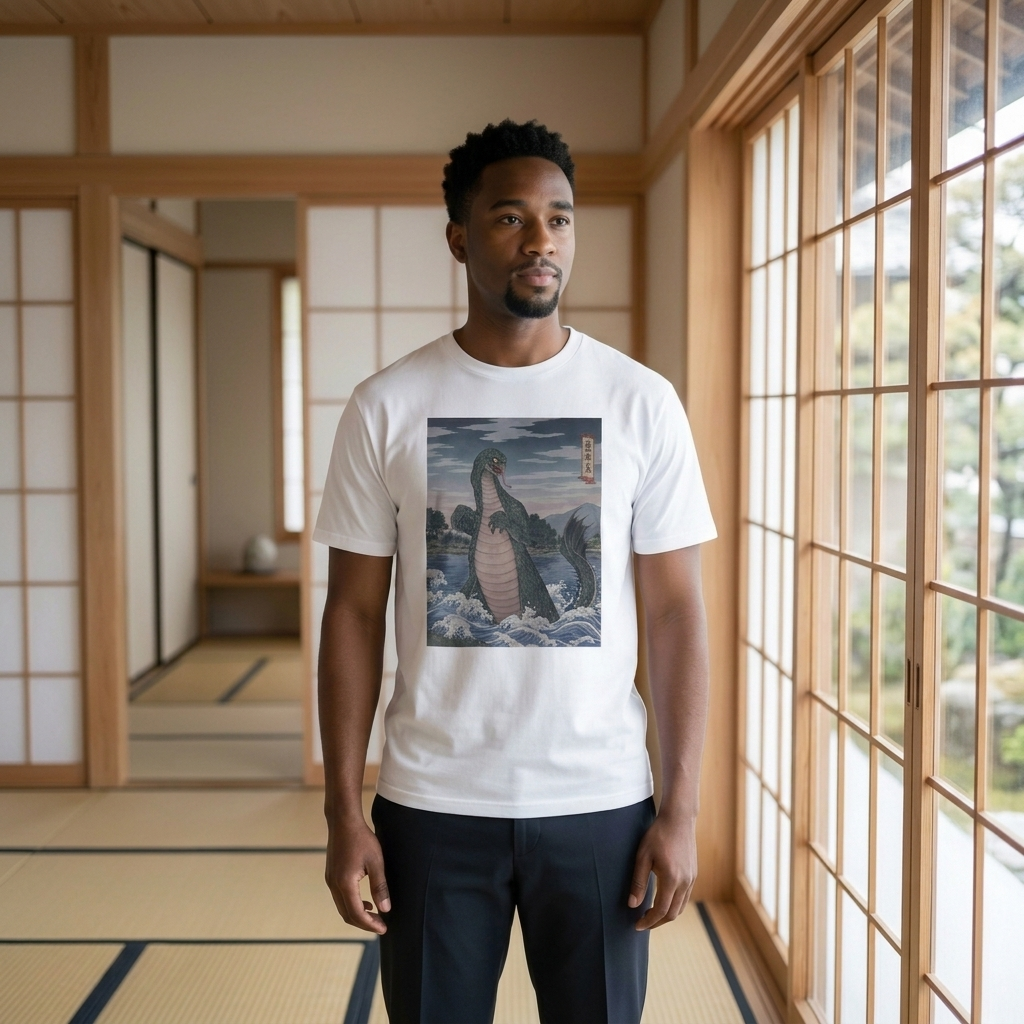 Honengyo T-Shirt, River Serpent Ukiyo-e Yokai Tee