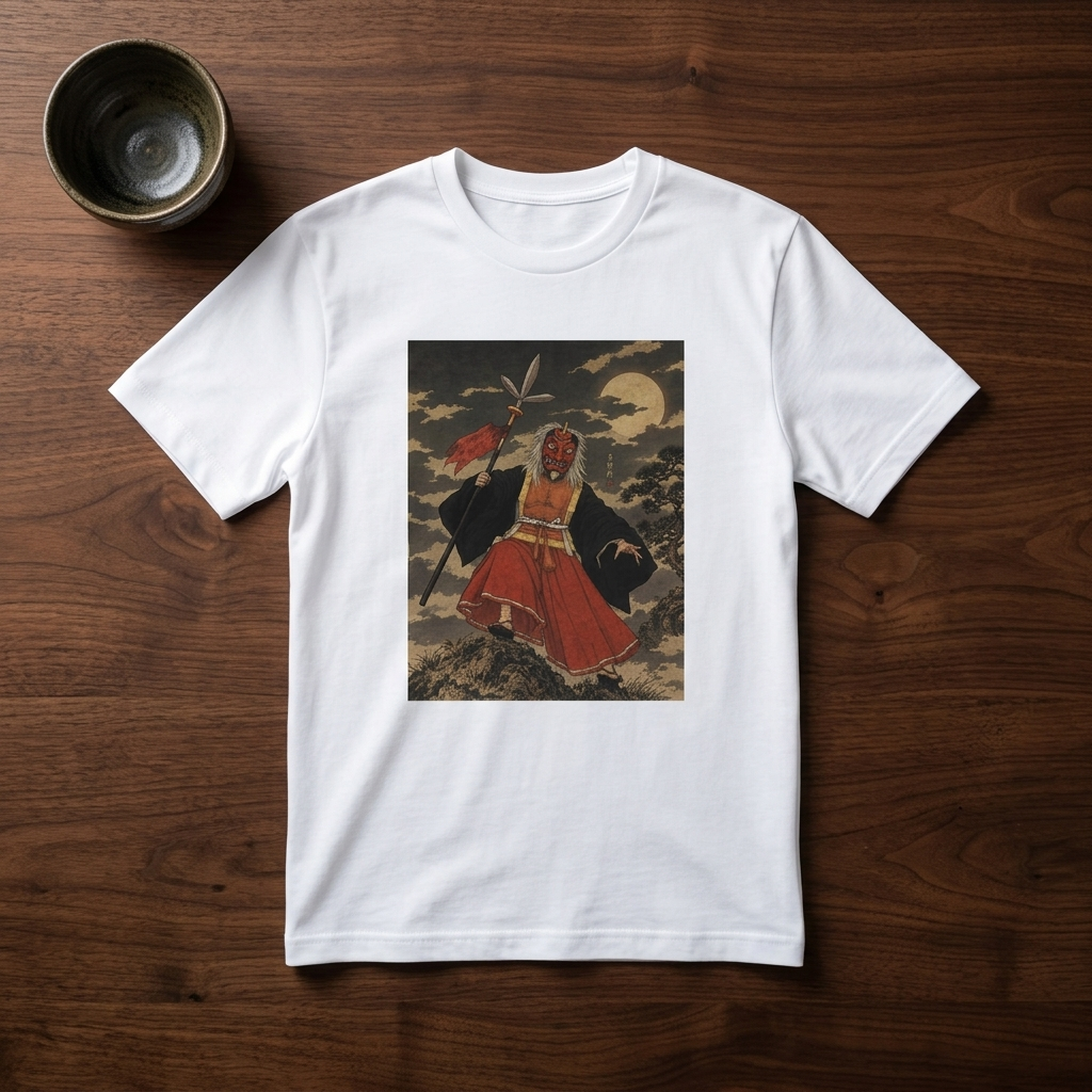 Hososhi T-Shirt, Masked Exorcist Ukiyo-e Yokai Tee