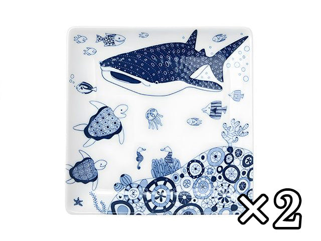 Jinbeizame plates x2 plate COCO MARINE CURRY PLATES FISH PLATES HASAMI PORCELAIN PLATES