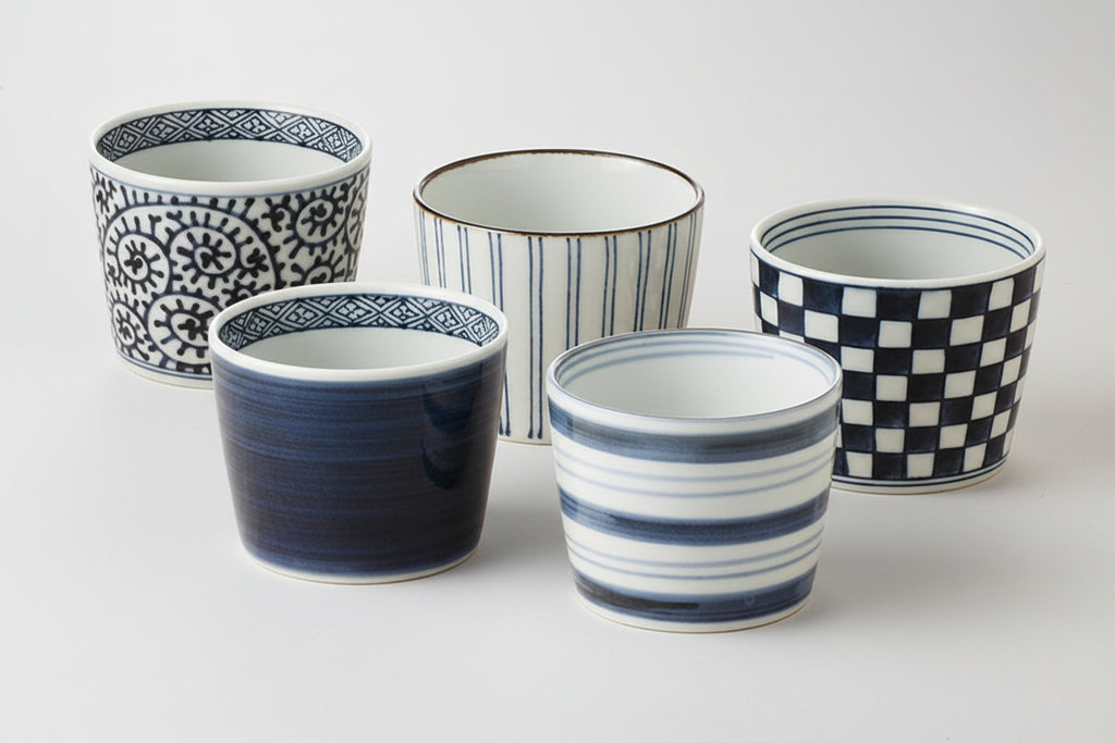 Hasami Soba Choko Gift Set - Traditional Pattern