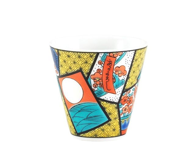Hanafuda cup Tea cup KUTANI PORCELAIN SAKE CUPS