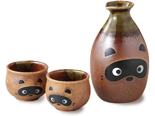 Tanuki Saké service set Drinkware & glasses MINO CERAMIC SAKE SETS